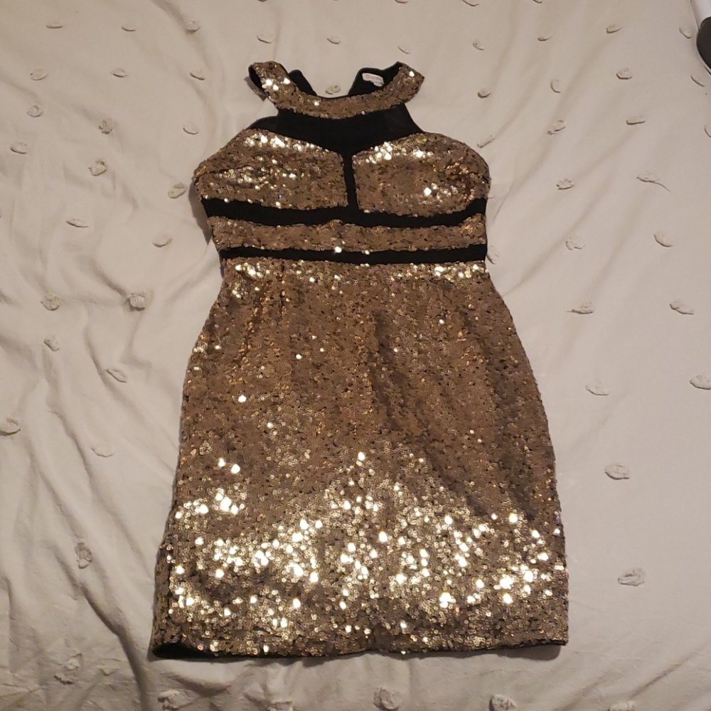 Guess gold sequins dress